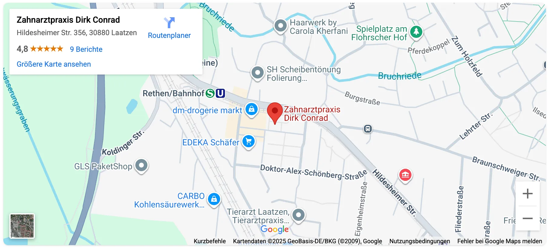 Google Maps Lageplan Zahnarztpraxis Laatzen